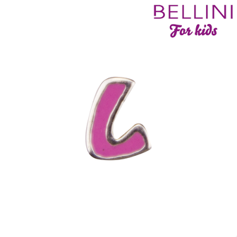 Bellini 570.L - zilveren bedel met roze emaille letter L