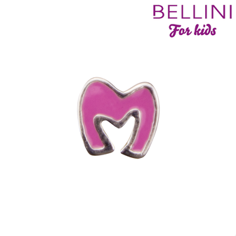 Bellini 570.M - zilveren bedel met roze emaille letter M