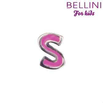 Bellini 570.S - zilveren bedel met roze emaille letter S