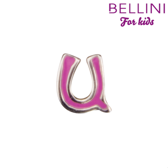 Bellini 570.U - zilveren bedel met roze emaille letter U