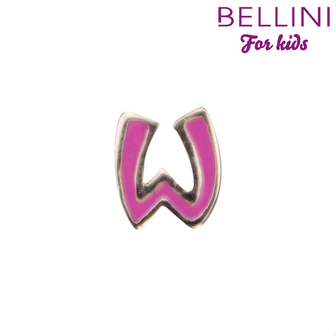 Bellini 570.W - zilveren bedel met roze emaille letter W