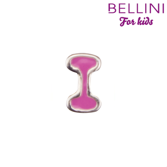 Bellini 570.I - zilveren bedel met roze emaille letter I