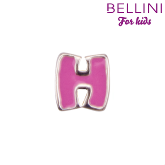 Bellini 570.H - zilveren bedel met roze emaille letter H