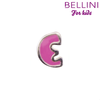 Bellini 570.E - zilveren bedel met roze emaille letter E