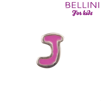 Bellini 570.J - zilveren bedel met roze emaille letter J