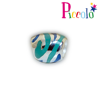 Piccolo APE-035B zilveren bedel emaille hartje blauw