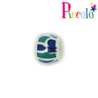 Piccolo APE-024B zilveren bedel emaille  fantasie blauw