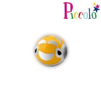 Piccolo APB-163 zilveren bedel emaille smiley lachend