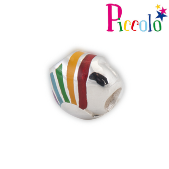 Piccolo APN-302 zilveren bedel emaille wolkje met regenboog