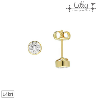 Lilly 206.2021 - 14krt gouden oorbellen met zirkonia 4mm