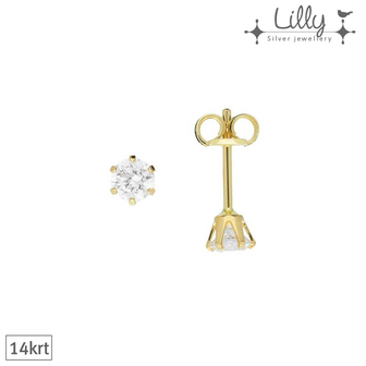 Lilly 206.2022 - 14krt gouden oorbellen met zirkonia 4mm