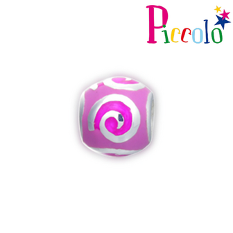 Piccolo APE-027RS zilveren bedel emaille krul roze