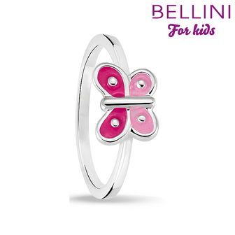 Bellini 579.011 - Zilveren Bellini ring zilveren vlinder roze emaille