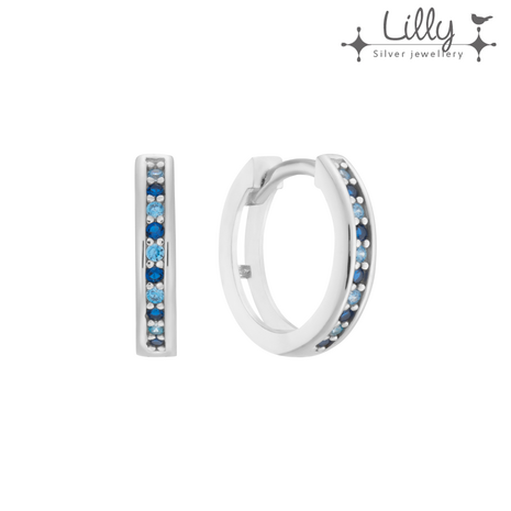 Lilly 107.3104 - zilveren klapoorbellen zirkonia blauw