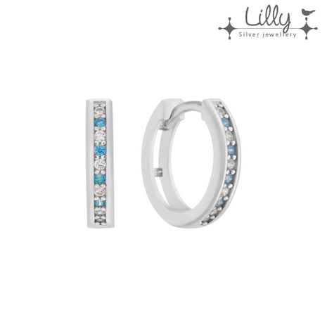 Lilly 107.3103 - zilveren klapoorbellen zirkonia wit blauw